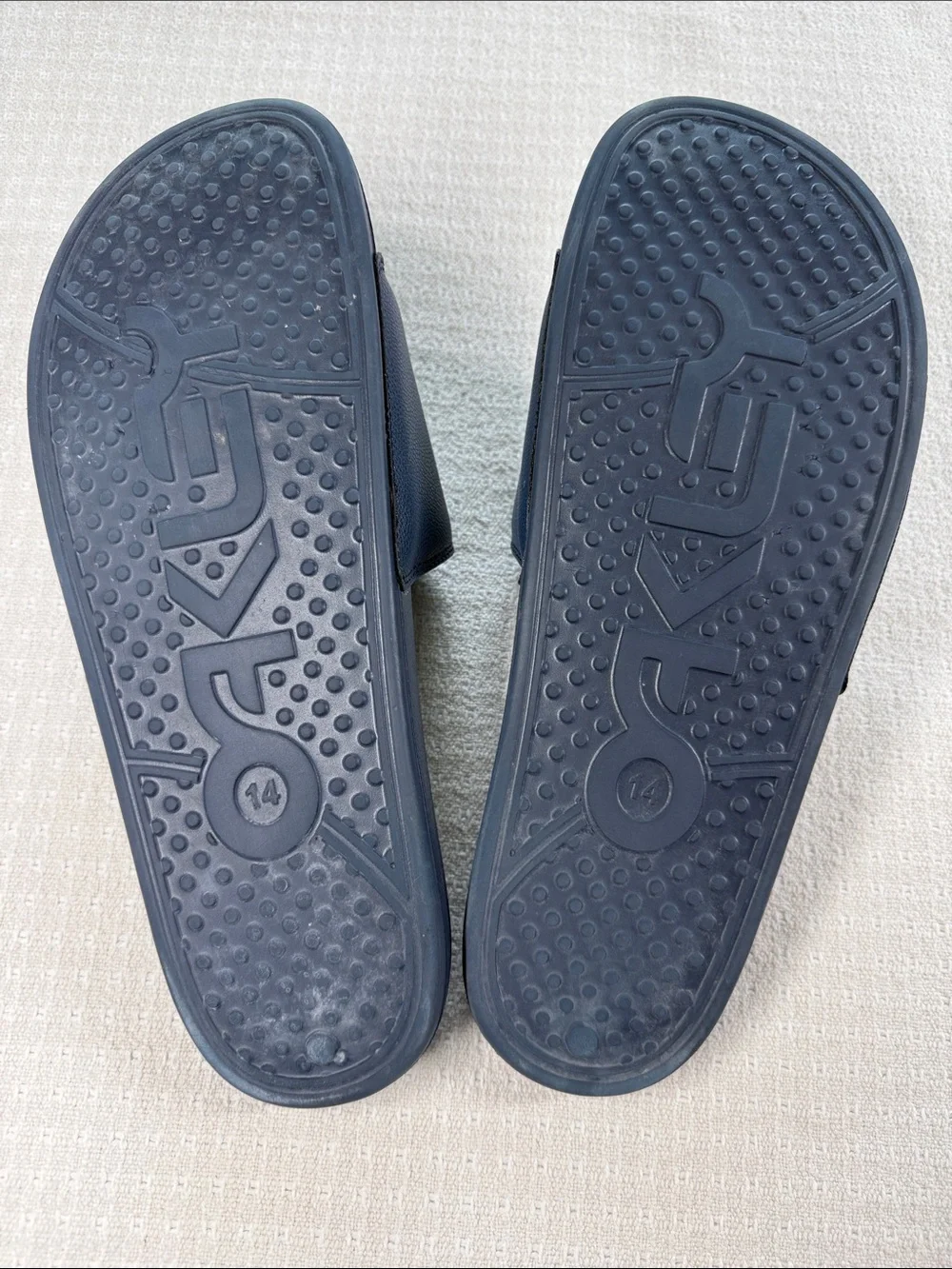 Oakley navy blue and white rubber slides size 14